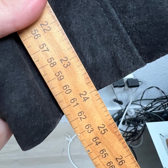 Vintage Women's Suede Leather Jacket Black Large Lined Cropped Western SMOKE 80s - Picture 9 of 11